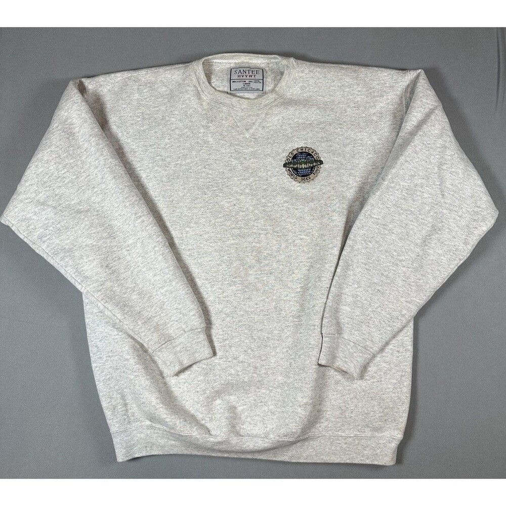 Vintage Santee HVYWT Men's L Crewneck Pullover Gray Embroidered Chicago Logo